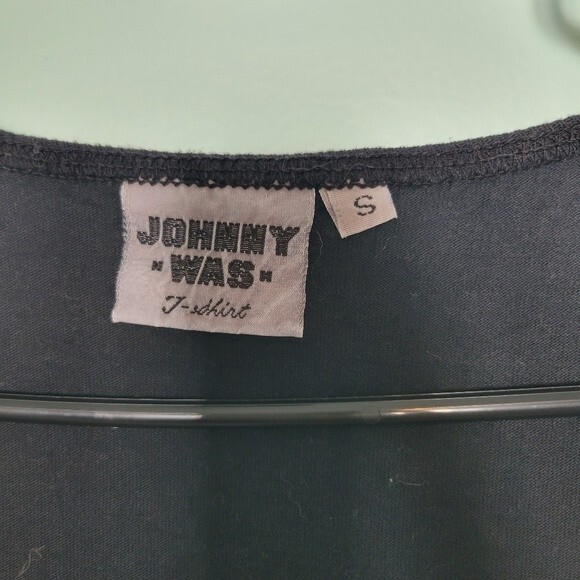 Johnny Was Vintage Black Palm Tree Side Button Maxi Dress Size Small - Picture 5 of 6